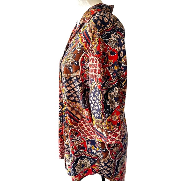 Vintage Top Button-up geometric Blouse Size XL - Picture 6 of 7